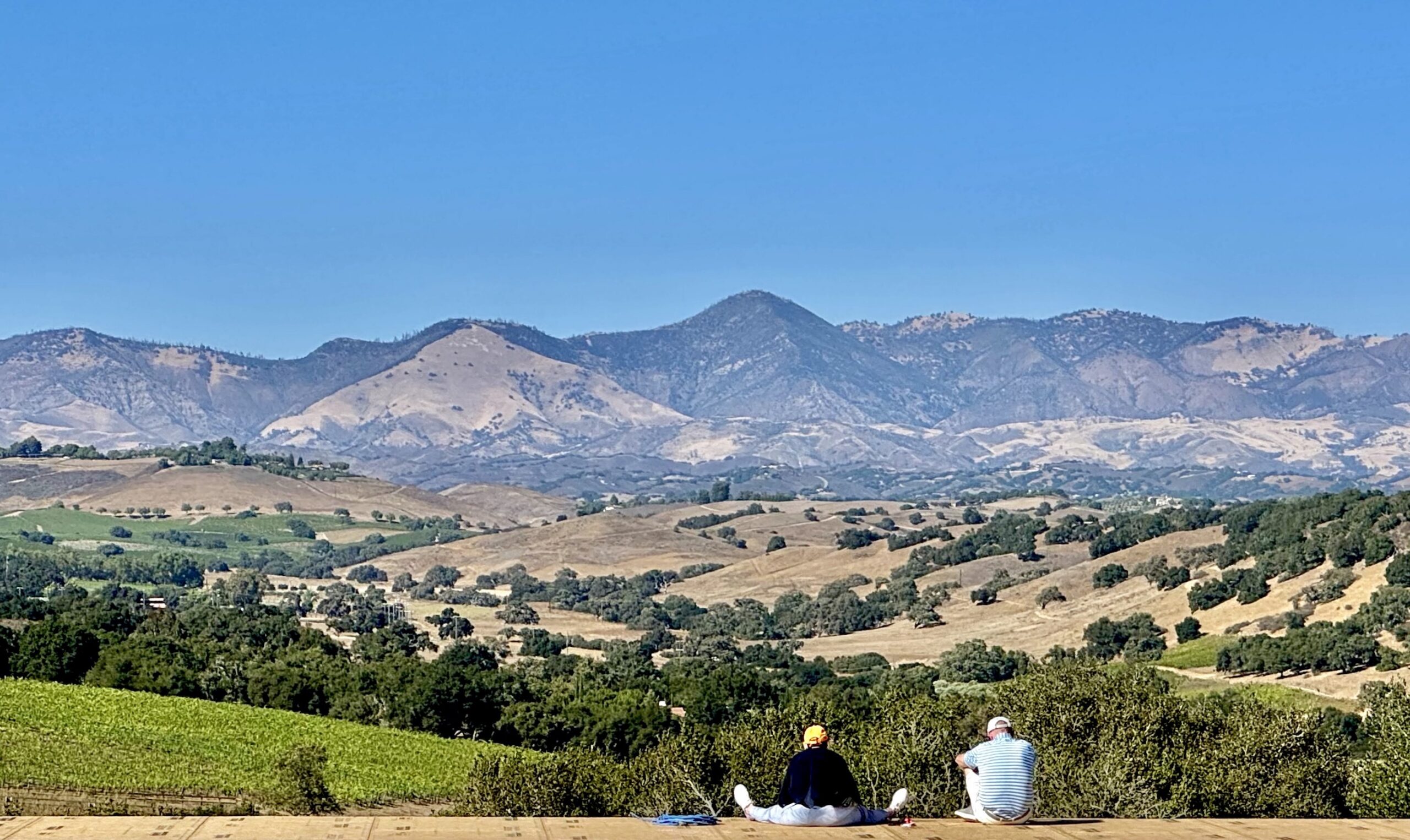 Blackbird Architects team at the Hygge House site overlooking the surrounding hills and mountains.